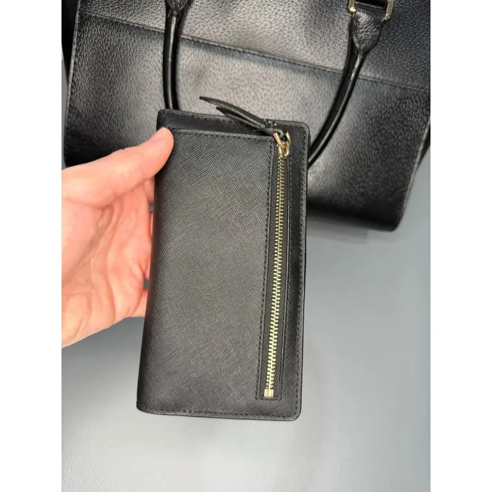 Kate Spade Lana Grove Satchel Purse Handbag Wallet Set Black Genuine Leather